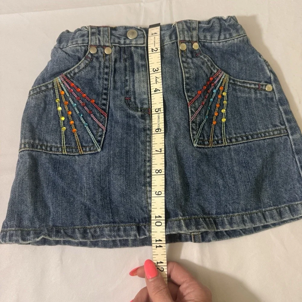 Vintage Gymboree Girls Denim Skirt With‎ Rhinestone Pockets Girls Size 6
